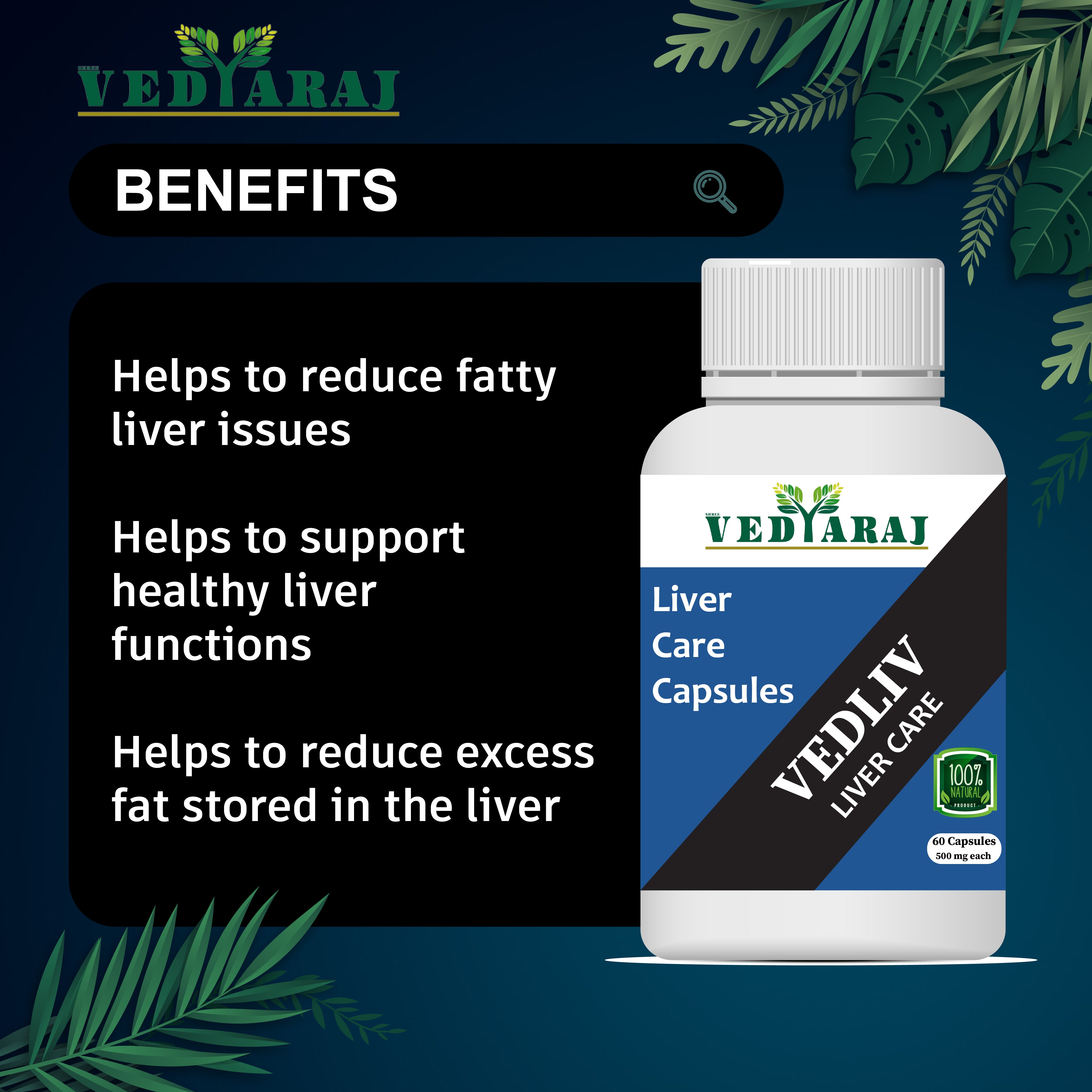 Vedliv Ayurvedic Capsules for Liver Detoxification | Pack of 60 Capsules