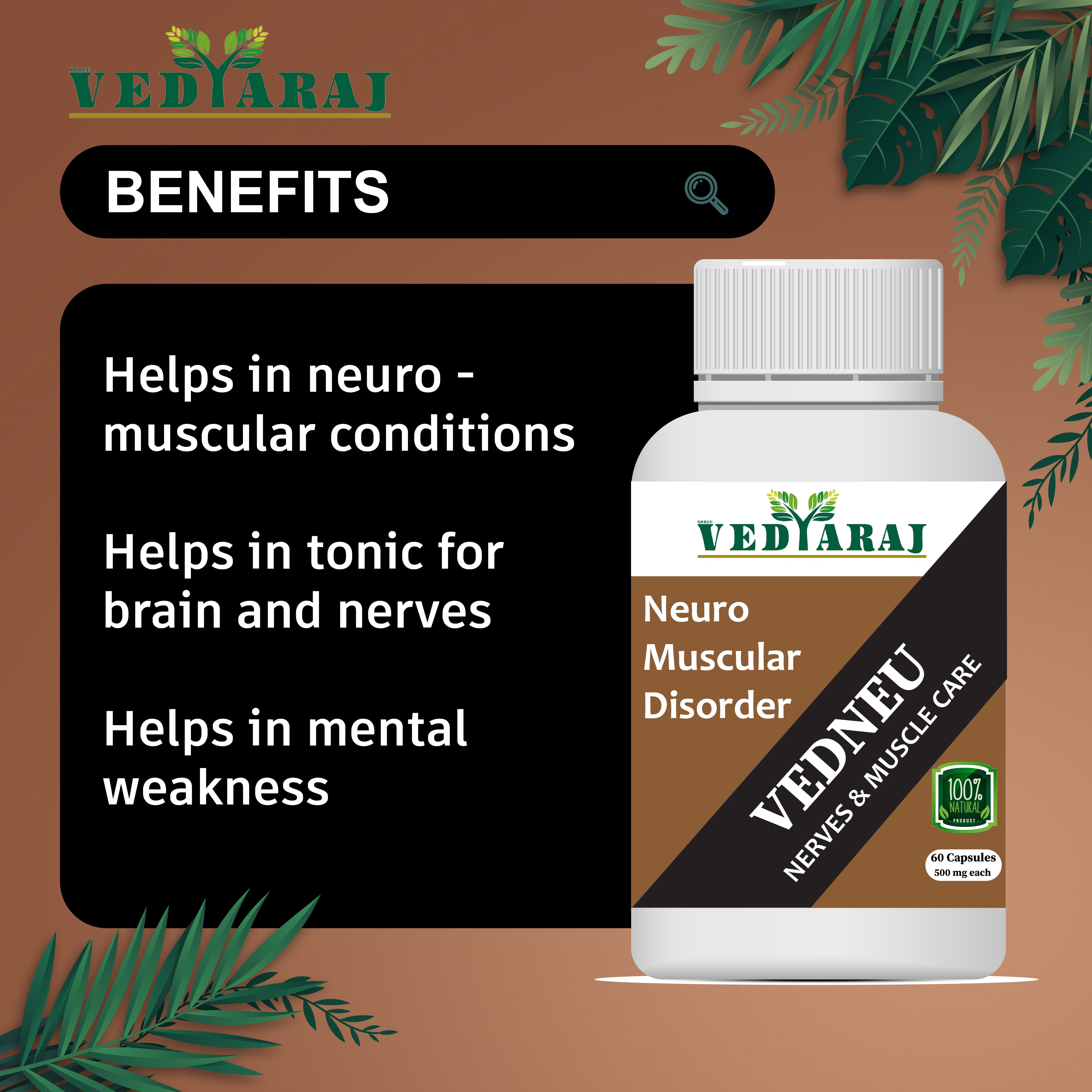 Vedneu Ayurvedic Capsules for Nerves & Muscle Care | Pack of 60 Capsules